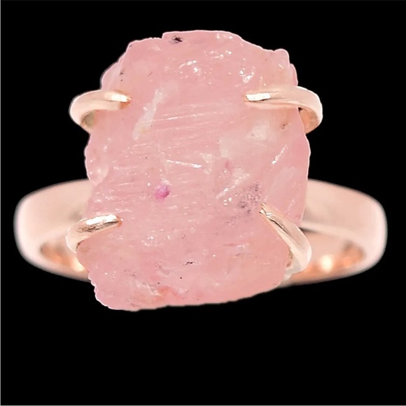 Genuine morganite rose gold 6 & silver ring 8 - Picture 2 of 8